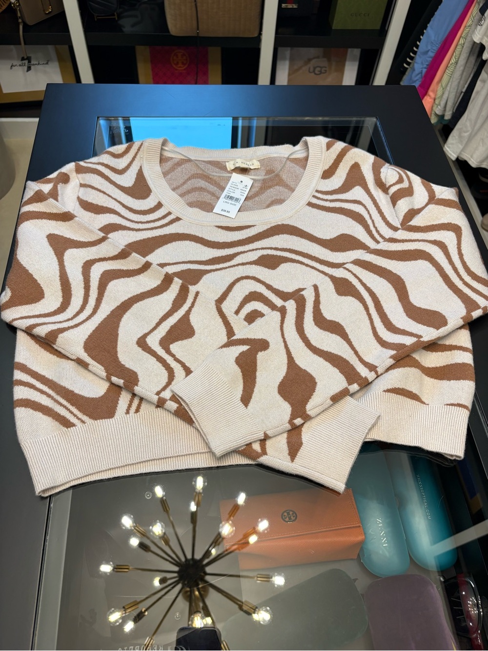 🆕🎉NWT LA Hearts (PacSun) Cream and Tan Zebra-Print Scoop Neck Cropped Sweater - Picture 5 of 10